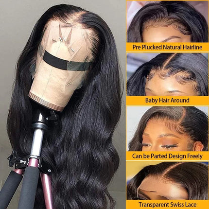 Human Hair Wigs Body Wave Lace Front Wig 13×4 Lace Hair Wig Front Lace Wigs Brazil Human Hair Lace Frontal Wig 180% Density Natural Wig for Black Woman 18 Inch