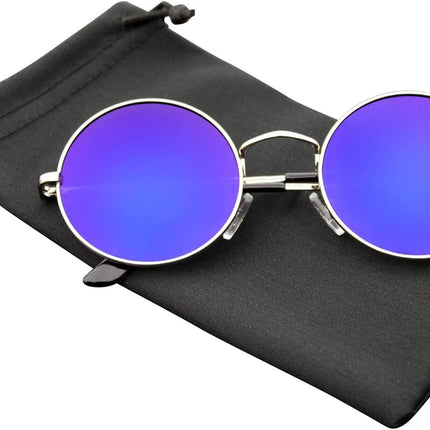 Mens Womens Retro Inspired Sunglasses round Hippie Shades Retro Colored Lenses