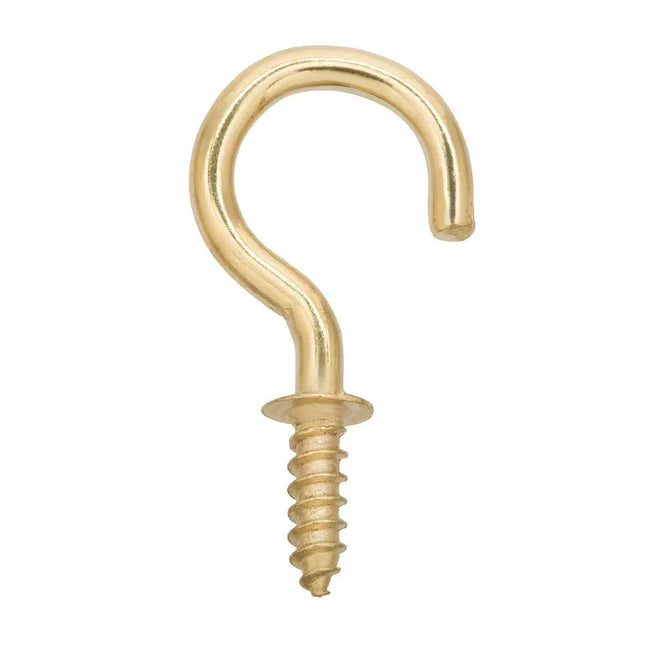 5/8 In. Brass-Plated Steel Cup Hooks (4-Pack)