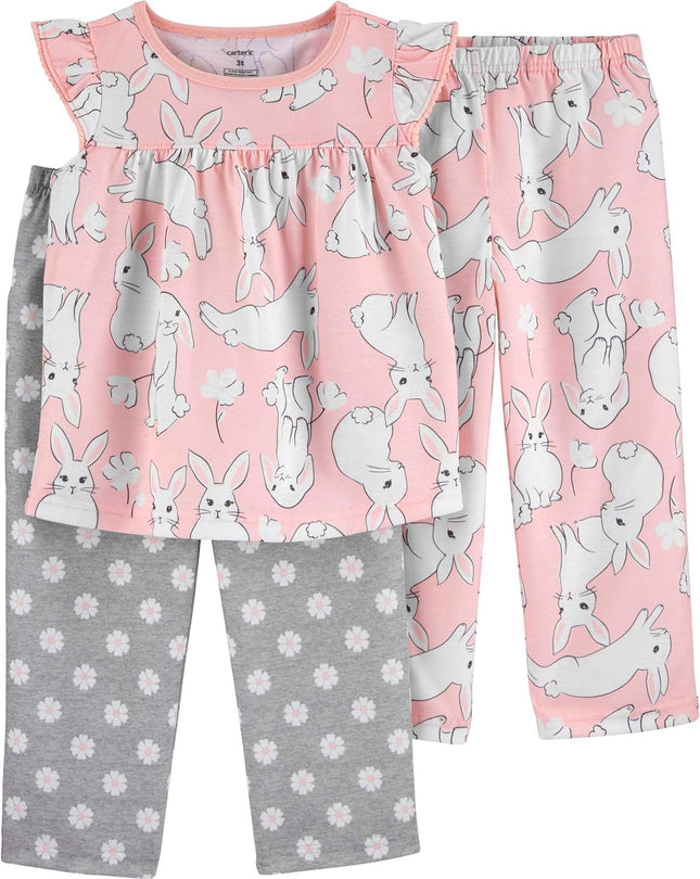 3-Piece Girls Poly Pajama Set (Bunny, 4T)