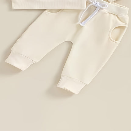 Baby Girl's 2-Piece Letter Print Sweater Set Long Sleeve Pullover And Jogger Pants With Drawstring Waist