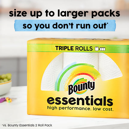 Essentials Select-A-Size Paper Towels, 6 Triple Rolls, White, 162 Sheets per Roll