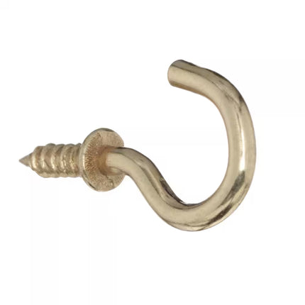 5/8 In. Brass-Plated Steel Cup Hooks (4-Pack)