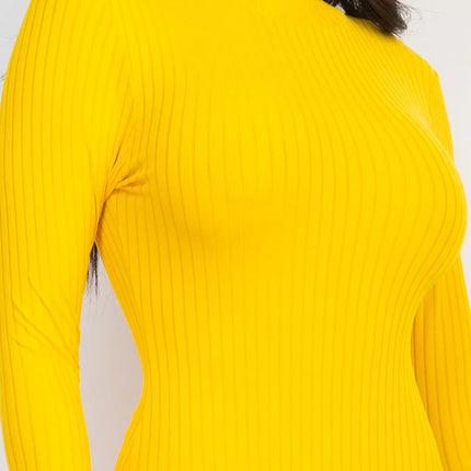 Ribbed Turtle Neck Long Sleeve Bodysuit (CAPELLA)