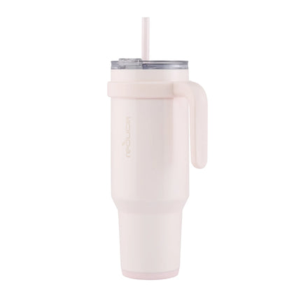 Cold1 Tumbler with Straw, Lid & Handle. Insulated Stainless Steel 3-Way Lid - 48Oz, Cotton