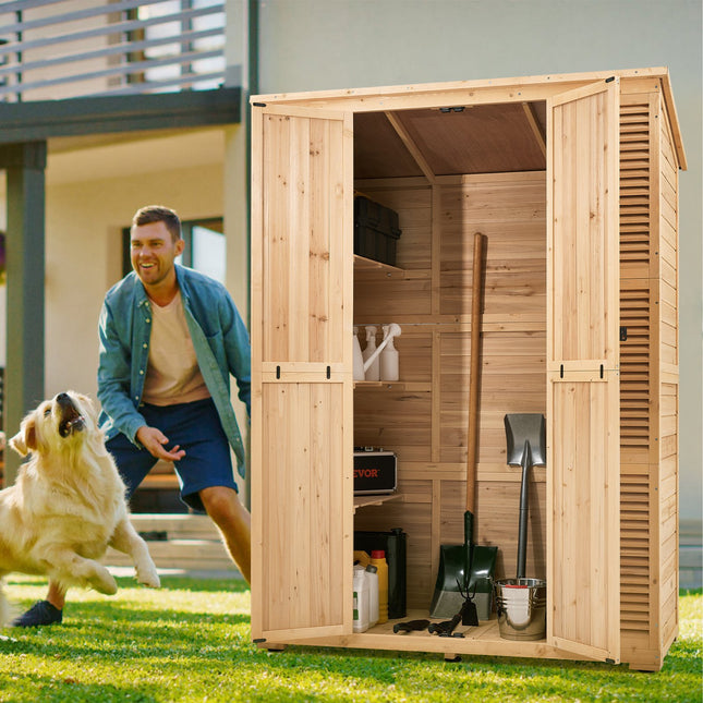 Outdoor Wooden Storage Shed Waterproof Garden Tool Shed With Lock 58x78 Inch