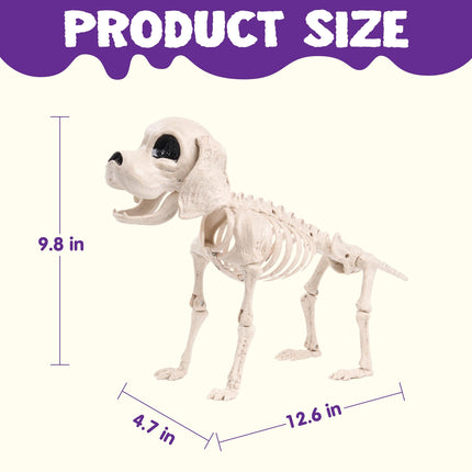 9.8 Inch Halloween Skeleton Dog Skeleton Halloween Decor,Pose-N-Stay Plastic Skeleton Bones with Posable Joints for Hallowmas Decoration Outdoor Haunted House Party