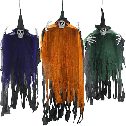 Halloween Hanging Ghost, 32 X 40 Inch  Hanging Halloween Skeleton Ghosts Decorations, Grim Reapers for Best Halloween Outdoor Decorations, Purple