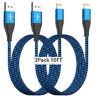 Lightning Cable, [2 Pack 10FT] I Phone Cable Mfi Certified Nylon Braided 3A Fast Charging Cable for I Phone 14/13/12/11/XR/XS/X