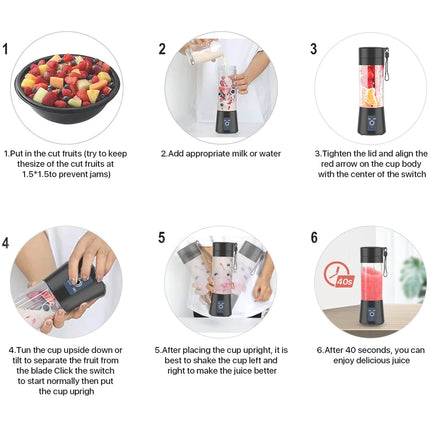 Portable Personal Blender Cup for Smoothies and Shakes, Small Smoothie Blender Mini Machine with USB Rechargeable, 480Ml