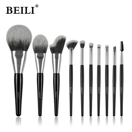 Baili 10pcs Rose Gold Tube Synthetic Hair Vegan Luxury Makeup Brush Set Contour Blush Brush Set
