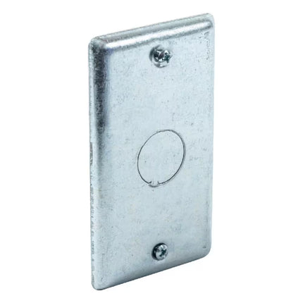 4 In. H X 2 In. W Steel Metallic, 1-Gang Electrical Box Cover with 1/3 In. KO (1-Pack)