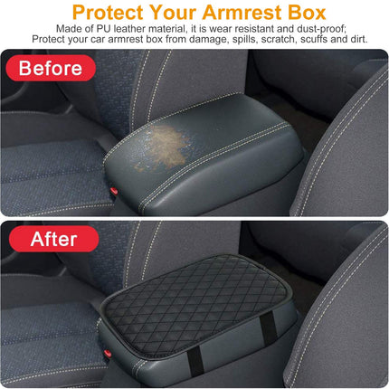 1Pc Car Armrest Pad Cover PU Leather Auto Center Console Seat Box Cover Protector Car Accessories Armrest Cushion Pad Fit For Vehicle SUV Truck Car