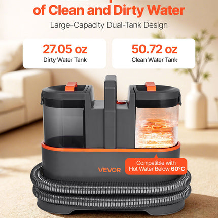 Portable Carpet Cleaner Machine Dual-Water Tank 11.5Kpa Upholstery Cleaner