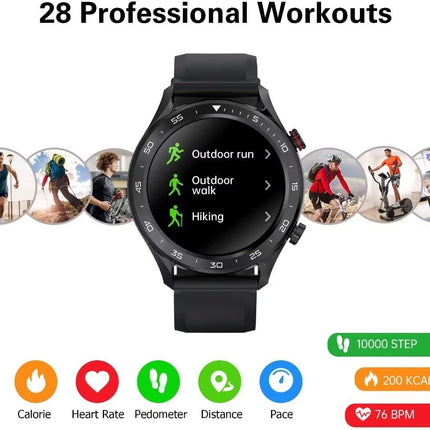 BT2 Pro Smart Watch for Men Compatible with Samsung Iphone Android Phones (Dial/Answer Call) Built-In Music Player, Voice Assistant, Real-Time Heart Rate & Sleep Monitor, Black