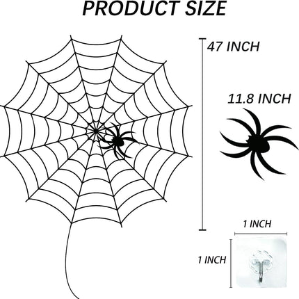 Halloween 80 LED Orange Spider Web Lights with Spider, Battery Powered 8 Modes Light up Cobweb Halloween Decorations for Indoor Ourdoor Garden Yard Home Patio (Orange)