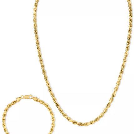 2-Pc. Set 22" Rope Link Chain Necklace & Matching Bracelet, Created for Macy'S