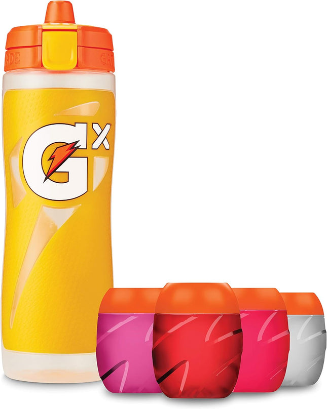 Gx Hydration System Bundle, 3.25Oz Gx Sports Drink Concentrate Pod (16 Pack), 30Oz Gx Squeeze Bottle, Non-Slip, BPA Free