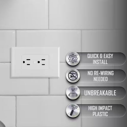 MASQUE White Polycarbonate 1-Gang Decorator Wall Plate, Wall Outlet Cover Plate for Electrical Outlet