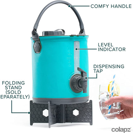 2-In-1 Collapsible Camping Water Container with Spigot - 2 Gallon Portable Bucket & Camping Water Jug with Spout - Sports Water Jug - RV Bucket - Water Jug Dispenser - Camping Essentials