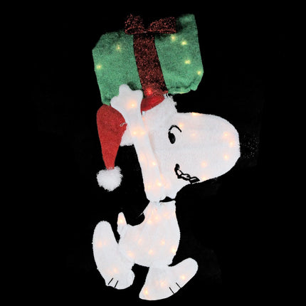 Peanuts Christmas 32" Prelit Snoopy Holding Present Outdoor Decoration - Clear Lights