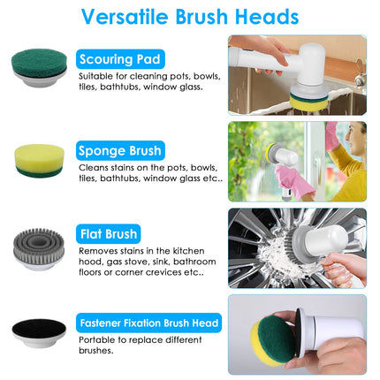 1Set Electric Handheld Spin Scrubber Cordless Cleaning Brush With 2 Rotating Speeds 3 Cleaning Brushes Rechargeable Shower Scrubber For Kitchen Dish Bathtub Sink Tile