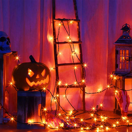 Halloween Lights Outdoor, 82 FT 200 LED Halloween String Lights with Music, Waterproof Orange Lights Plug in Motion Sensor Halloween Decorations Outdoor