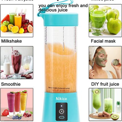 Portable Blender,Personal Size Blender Juicer Cup,Smoothies and Shakes Blender,Handheld Fruit Machine,Blender Mixer Home (Blue)