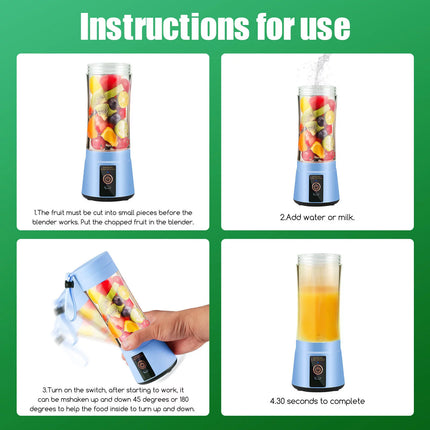 Portable Juicer for Fruit Smoothie Shake Juice, Personal Portable Blender Cup USB Rechargeable Travel