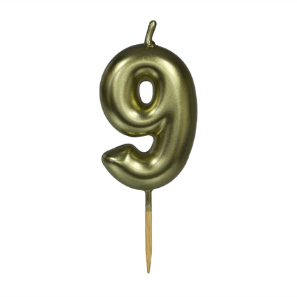 ! Gold Birthday Candle, Number 9