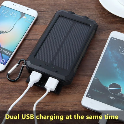 20000Mah Solar Charger for Cell Phone,  Portable Solar Power Bank with Dual 5V USB Ports, 2 Led Light , Compass Battery Pack for Outdoor Camping Hiking