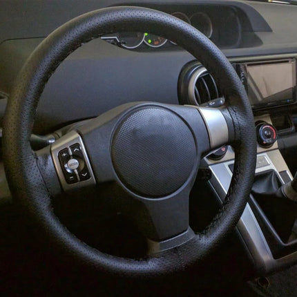 Genuine Leather DIY Car Steering Wheel Cover Anti-slip For Cm Black US