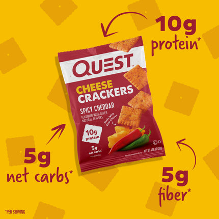 Quest Cheese Crackers, Spicy Cheddar Made with Real Cheese, High Protein, 1.06 Oz, 4 Count