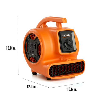 600 CFM 3-Speed Portable Blower Fan Air Mover with Daisy Chain, 3 Operating Positions for Water Damage Restoration