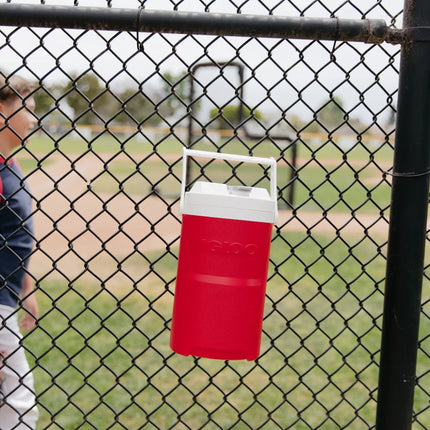 1 Gallon Sports Plastic Beverage Jug with Hooks, Red