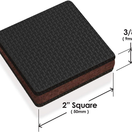 Gorillapads CB142 Non-Slip Furniture Pads/Grippers (Set of 8) Furniture Leg Floor Protectors, 2 Inch Square, Black