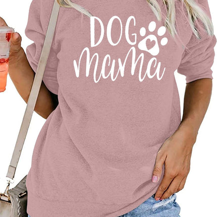 Dog Mom Sweatshirt Women Dog Mama Shirt Pullover Cute Dog Sweater Long Sleeve Letter Print Tshirt Tops