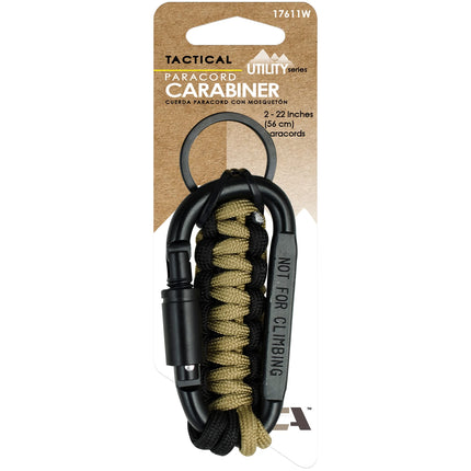 Utility Tactical Carabiner with Paracord, Black and Tan