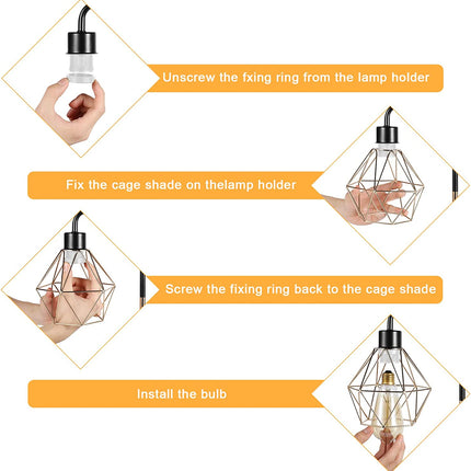 Industrial USB Desk Lamp, Edison Desk Lamp Gold Metal Cage Table Lamp with 2 USB Ports and 1 AC Outlet Vintage Bedside Nightstand Lamp for Bedroom, Living Room, Office (Gold)