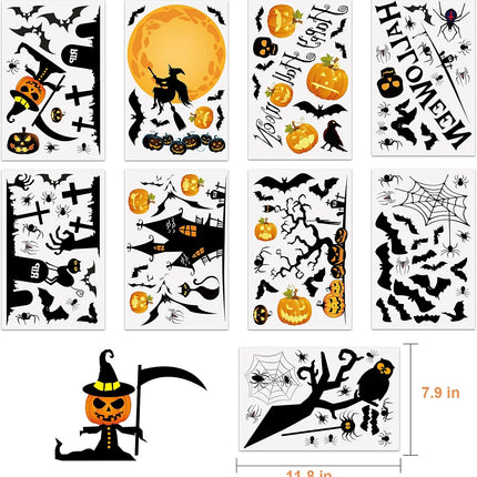 Halloween Window Clings Cute Halloween Window Stickers Pumpkins Bats Spiders Halloween Decoration for Glass Home Party Office School 9 Sheets Party Supplies