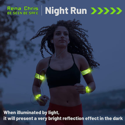 Reflective Running Gear, 4Pcs High Visibility Reflective Bands for Night Walking, Safety Running Gear with Reflective Tape for Clothing, Running Safety Gear for Women, Man, Kids