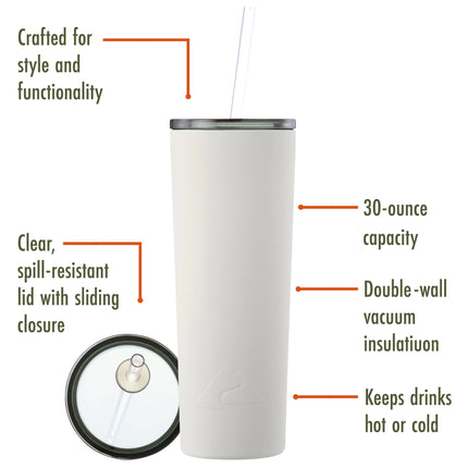 30 Oz Slim Insulated Stainless-Steel Tumbler, Tan