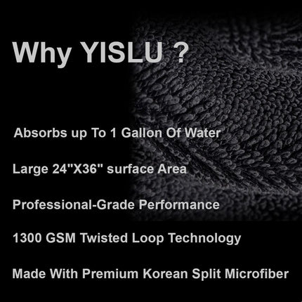 15x15in YISLU Drying Towel  - Super Absorbent Car Drying Towel, Woven With Twisted Microfiber, 1300 GSM High Quality Microfiber 70 30 Mixed Twisted Microfiber