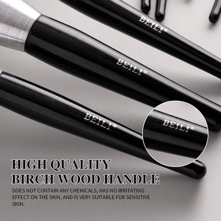 Beili Christmas Gift Makeup Brush Set Of 10, Kabuki Brushes With Synthetic Hair For Foundation, Concealer, And Eyeshadow.
