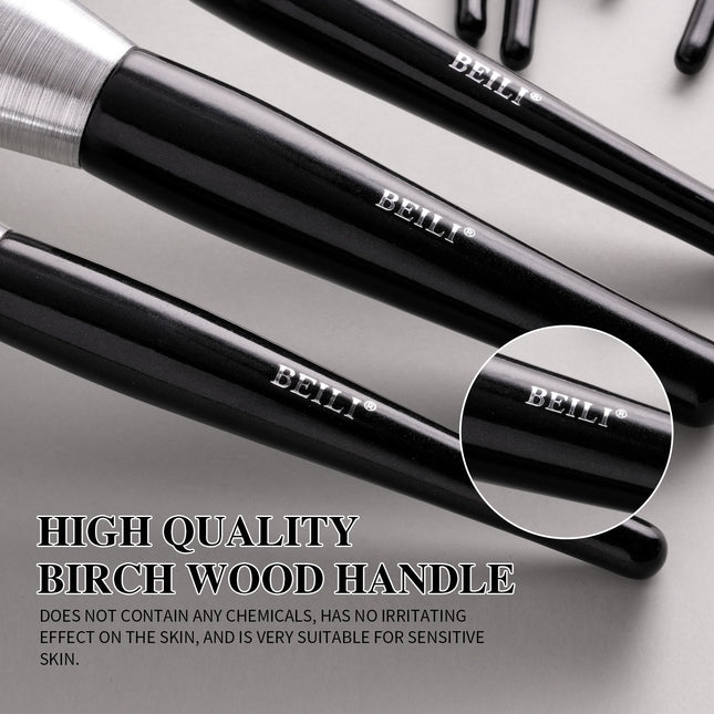 Beili Christmas Gift Makeup Brush Set Of 10, Kabuki Brushes With Synthetic Hair For Foundation, Concealer, And Eyeshadow.