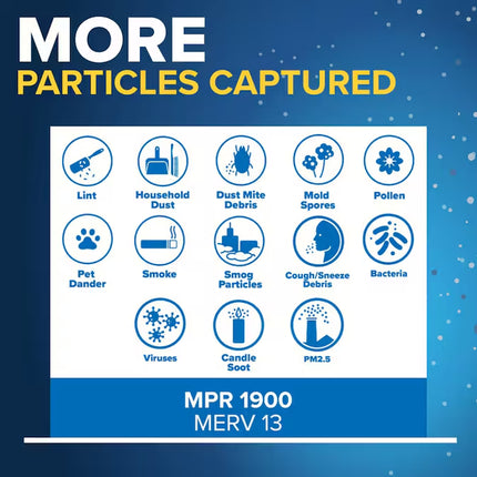 20-In W X 25-In L X 1-In MERV 13 1900 MPR Premium Allergen, Bacteria and Virus Electrostatic Pleated Air Filter