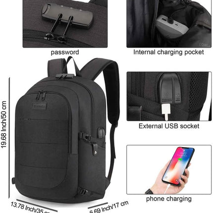 Travel Laptop Backpack Water Resistant Anti-Theft Bag with USB Charging Port and Lock 15.6 Inch Computer Business Backpacks for Women Men Work College Gift,Casual Daypack