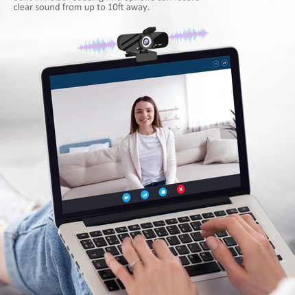 Full HD 1080P Webcam with Privacy Shutter and Tripod, Pro Streaming Web Camera with Microphone, Widescreen USB Computer Camera for Laptop Desktop