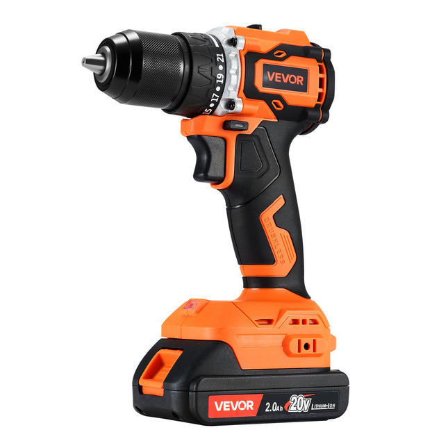 Cordless Drill Driver, 1/2 Inch Metal Chuck, Brushless Motor, Dual-Speed Variable, Drill Driver Kit With Lithium Battery And Charger, Tool Box, For Wood And Metal Drilling, Screw Driving