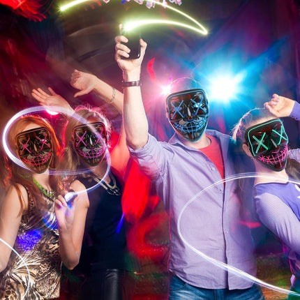 Halloween Mask Led Light up Voice-Activated Mask Halloween Costumes Purge Mask for Nightclubs, Carnivals,Halloween Masquerade Parties,Cosplay Purple